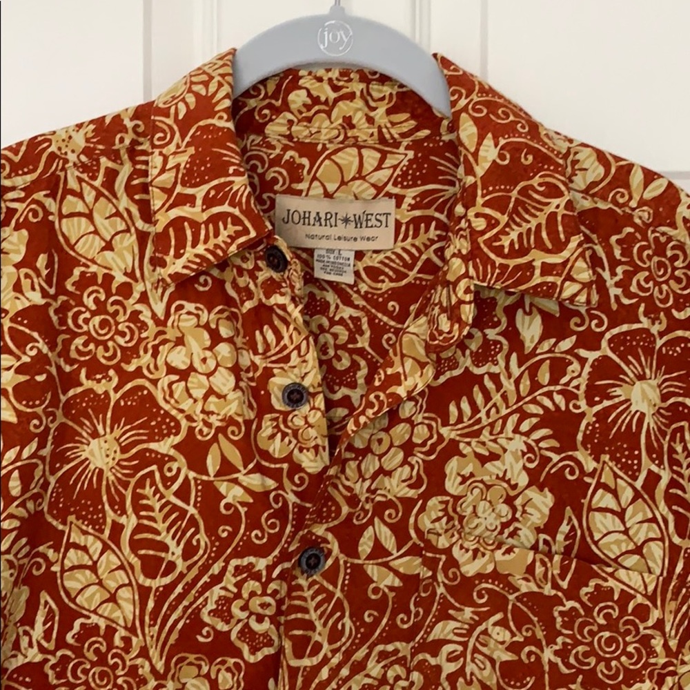 Johari West Tropical Hawaiian Batik Shirt, Size L